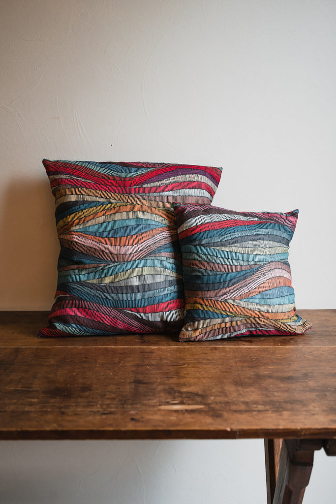 Bright Waves Turkish upholstery fabric pillow