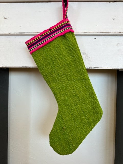 Felt Christmas Stocking - Green with Tree by Kalalou