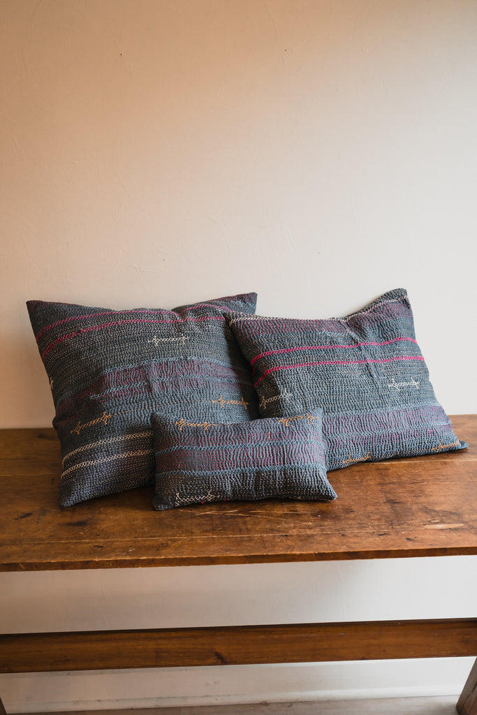 Vintage Kantha Quilt and Modern Upholstery Fabric Pillows