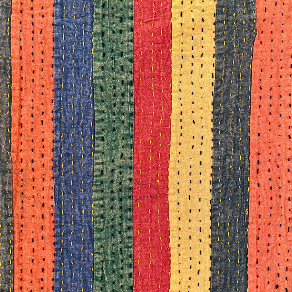 Vintage pattern modern kantha quilt throw