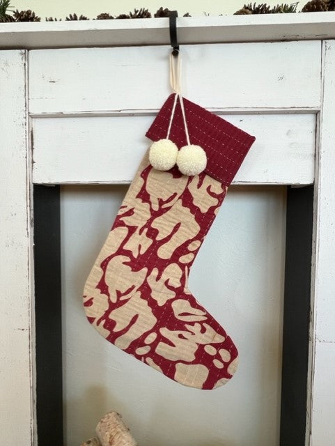 Vintage Kantha Quilt Christmas Stocking